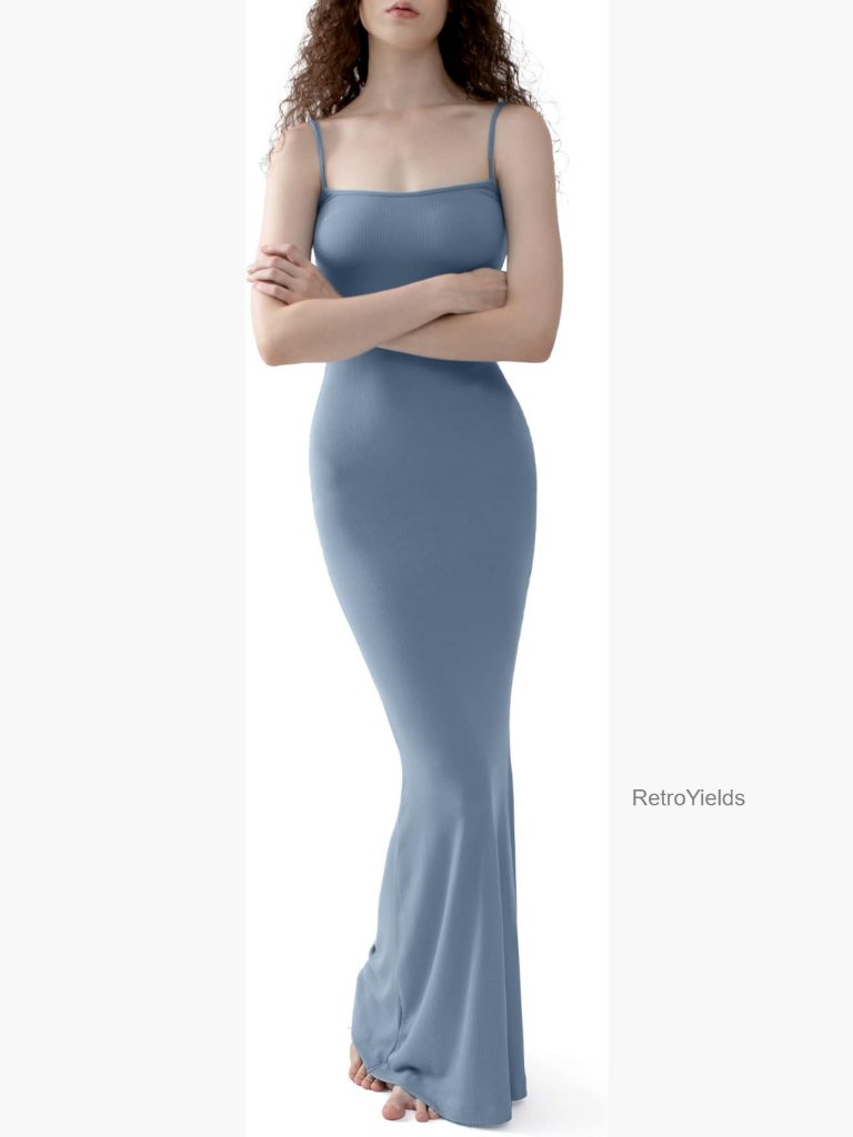 Soft Lounge Long Slip Dress Sleeveless Backless Bodycon Maxi
